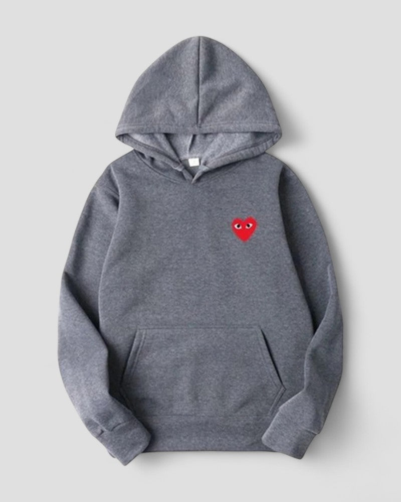 Bestickter Herz-Hoodie für Damen, lässiger Streetwear-Pullover 4
