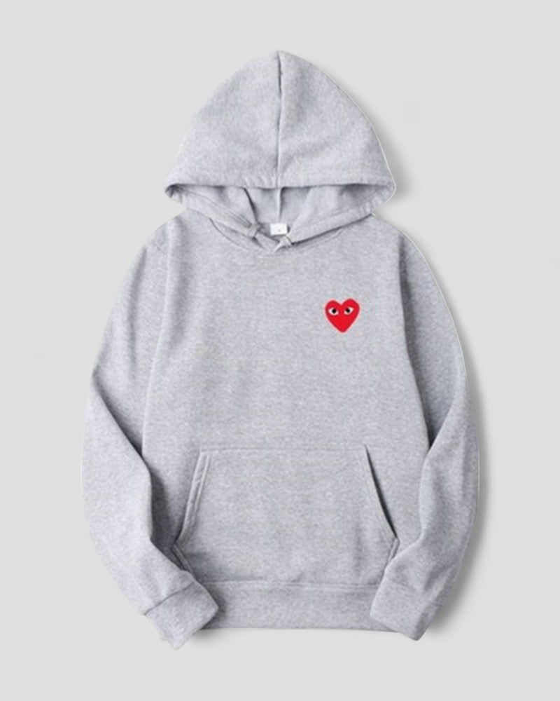 Bestickter Herz-Hoodie für Damen, lässiger Streetwear-Pullover 9