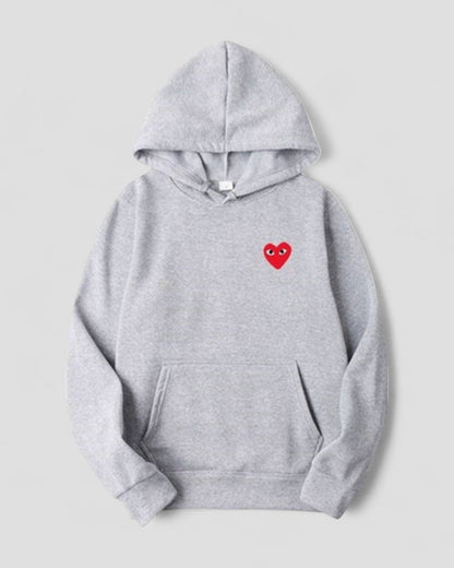 Bestickter Herz-Hoodie für Damen, lässiger Streetwear-Pullover 9