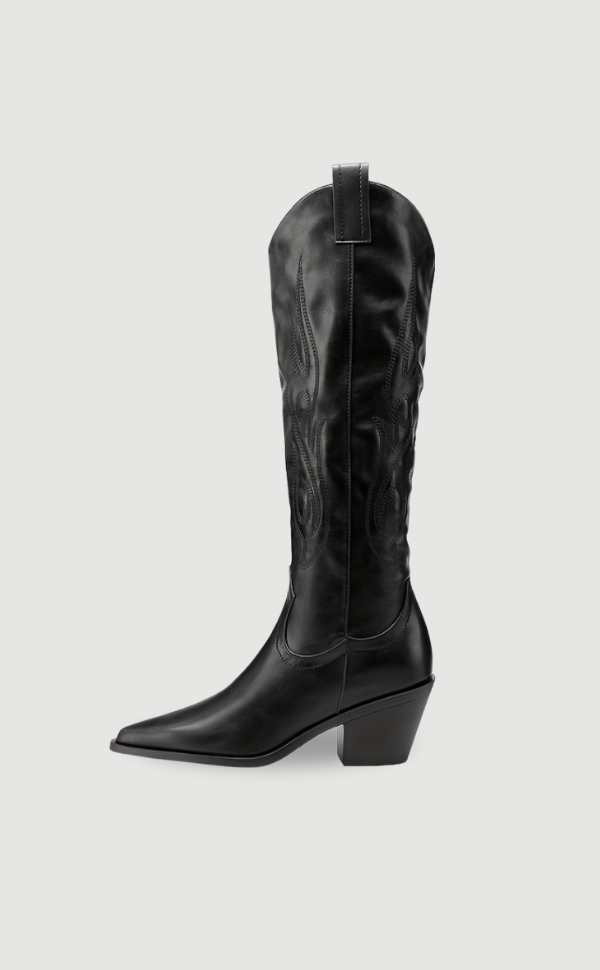 Schwarzer Cowboystiefel Leder Modern - BerlinGlamour