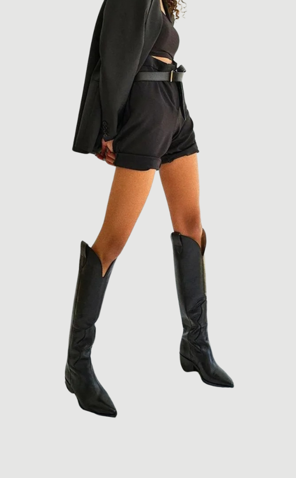 Schwarzer Cowboystiefel Leder Modern