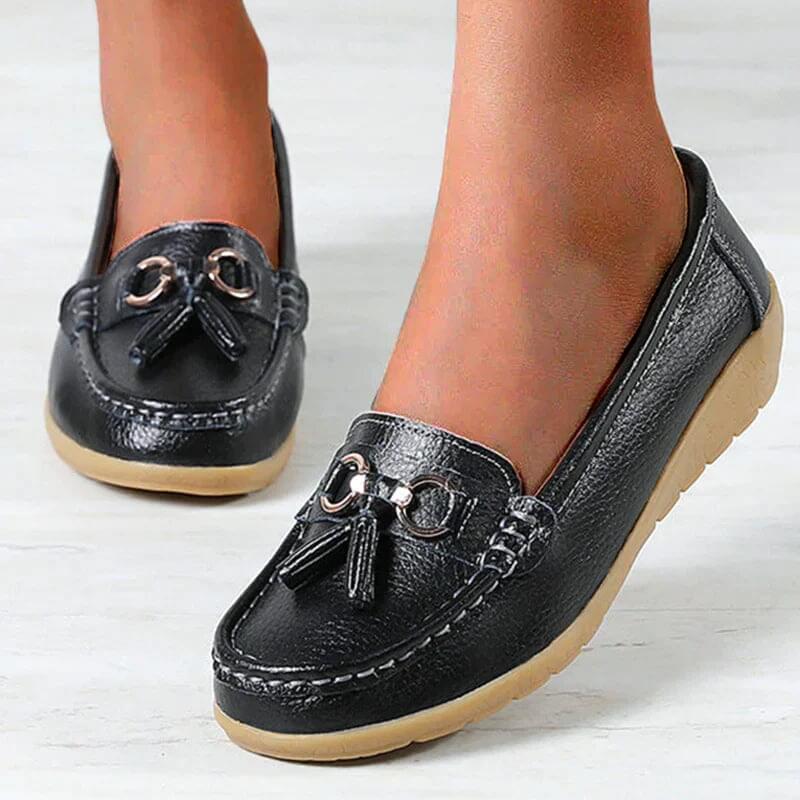 Orthopädische Halbschuhe Komfort Leder Schwarz