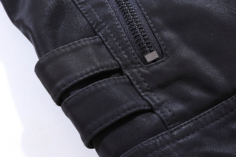 Bikerjacke – Slim Fit Motorradjacke mit Reißverschluss für Männer-Chaps Herrenmode