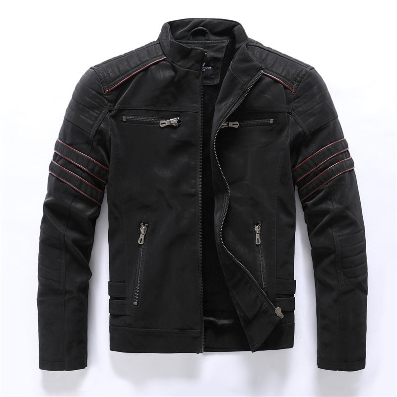 Lederjacke Herren Slim Fit Motorradjacke Reißverschluss - BerlinGlamour