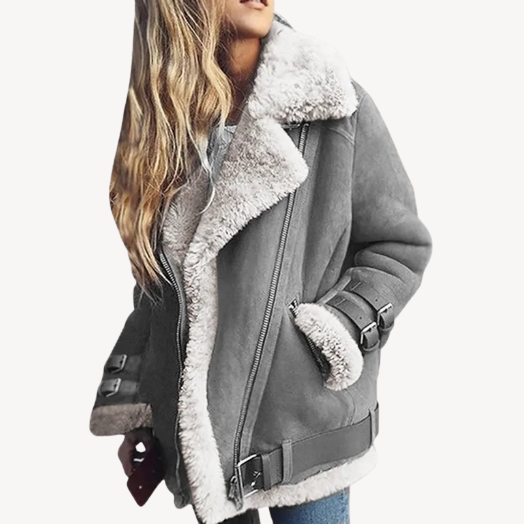 Bikerjacke mit Shearling-Futter für Damen | Loravelle 1