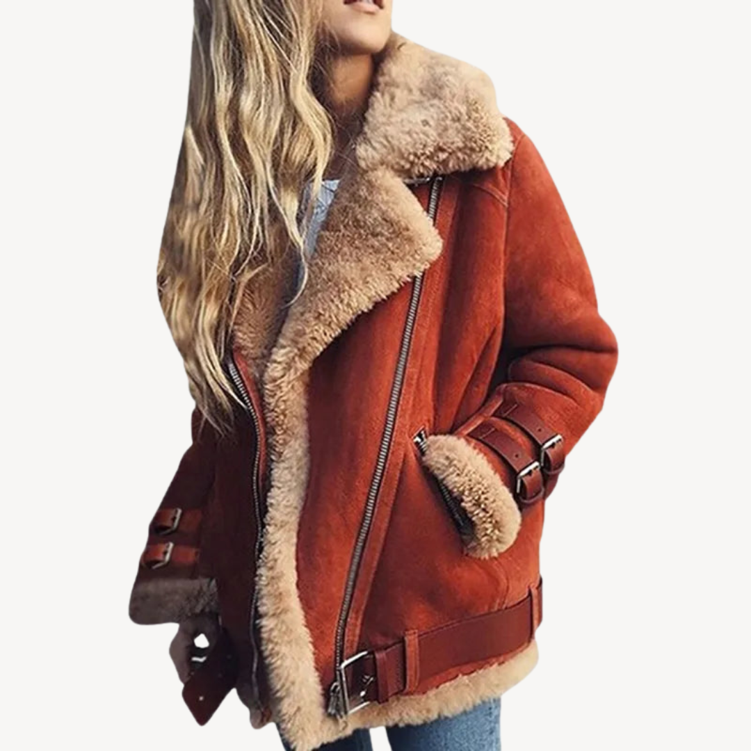 Bikerjacke mit Shearling-Futter für Damen | Loravelle 3