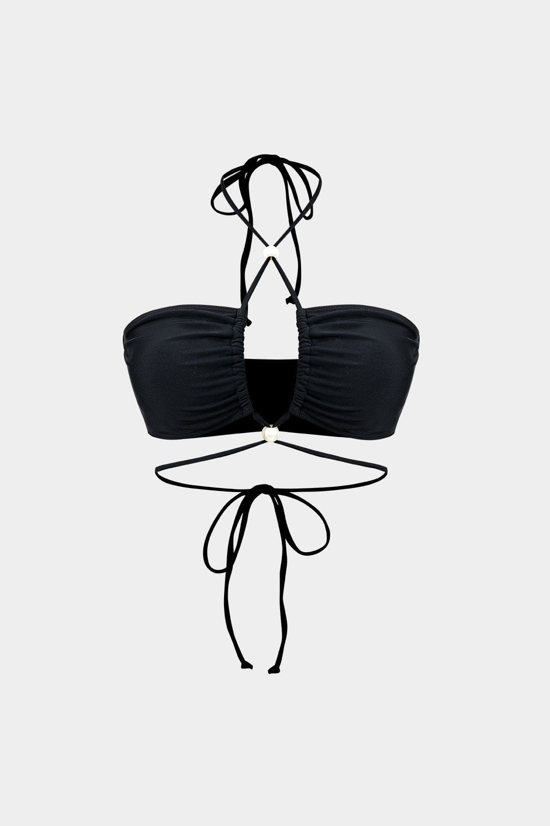 Bikini-Set Dreiteilig mit Perlen Wickelband-Design