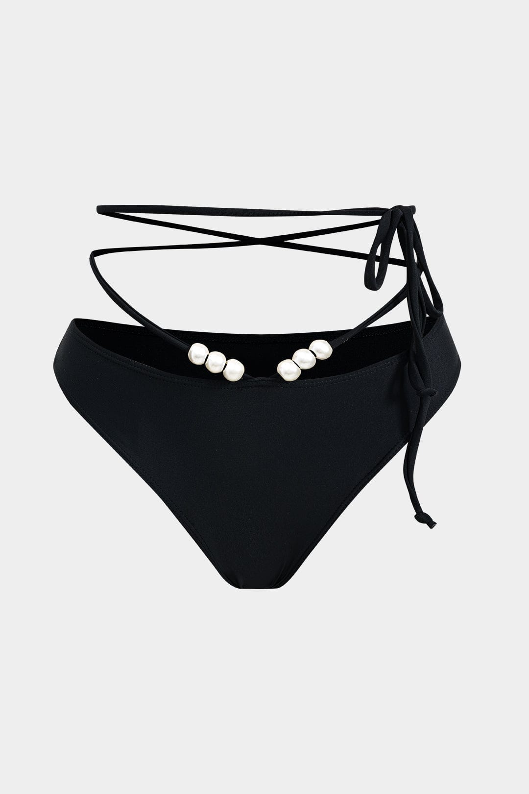 Bikini-Set Dreiteilig mit Perlen Wickelband-Design