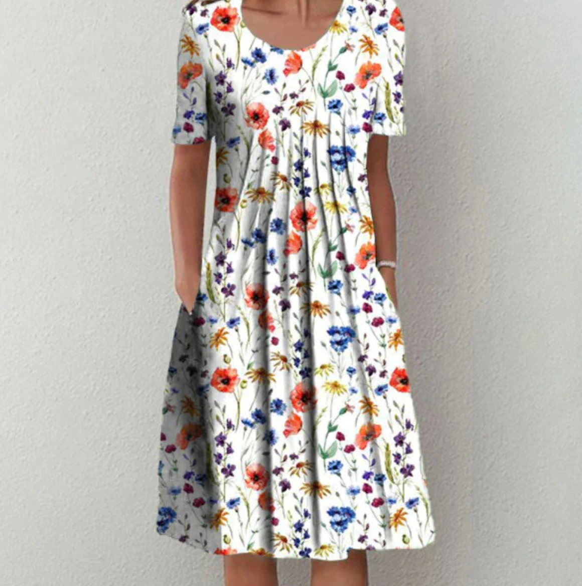Damen Kleid Blumenmuster Locker Schnitt Sommerkleid - BerlinGlamour