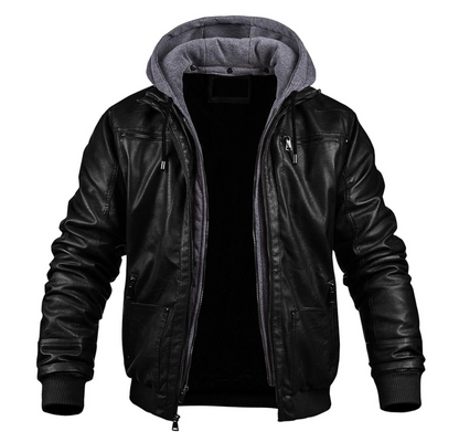 Lederjacke Herren Schwarz Elegant Ledermantel