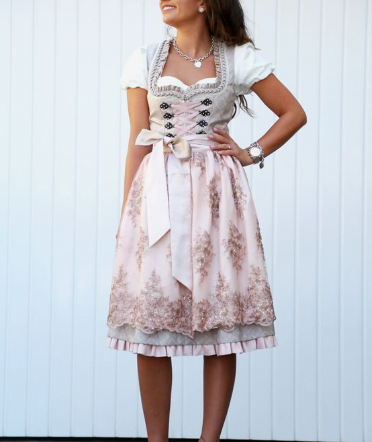 Kurzarm Kostüm Damen Bluse Schürze Knielang