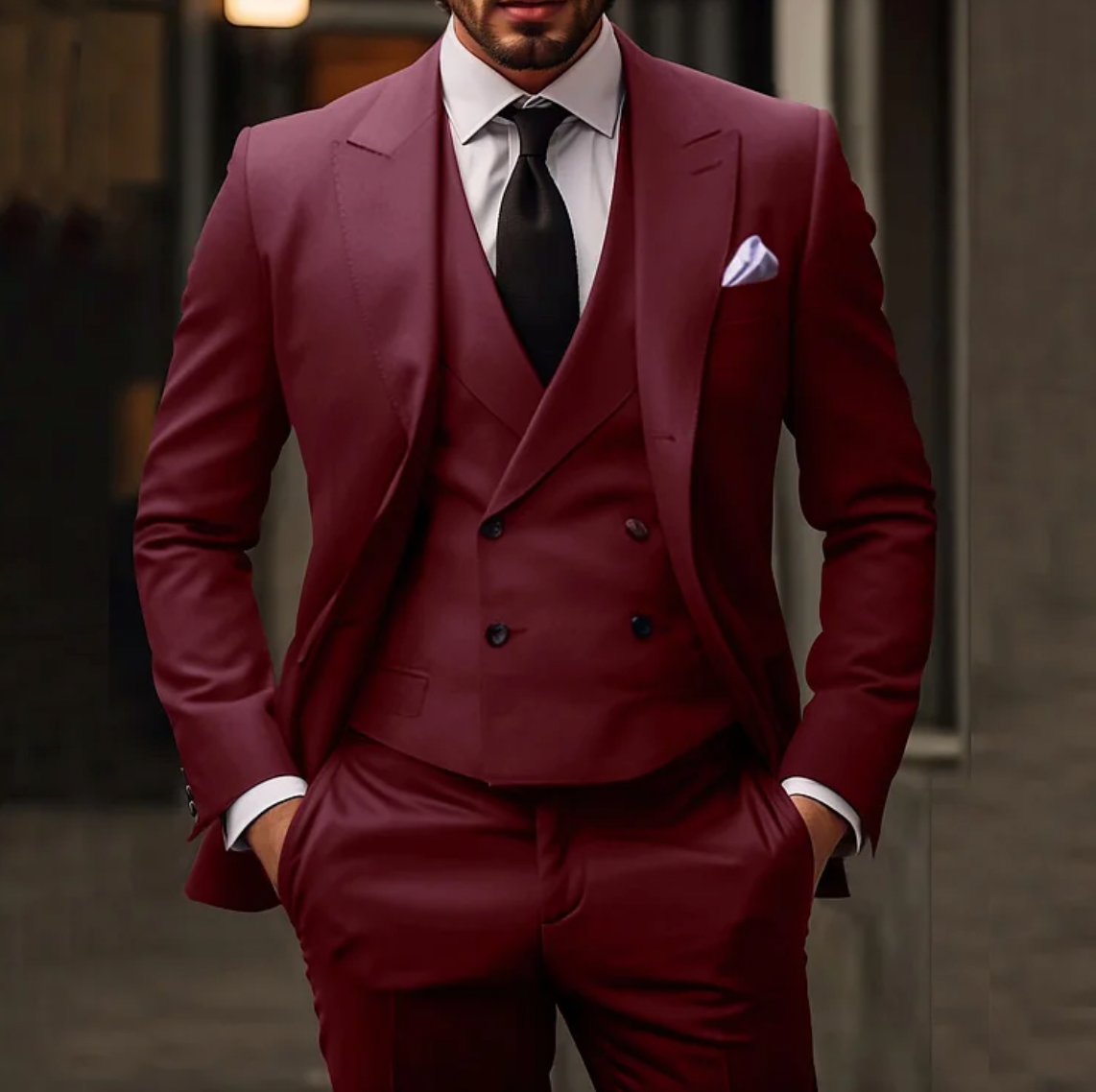 Herren Anzug 3-teilig Sakko Weste Hose Elegant