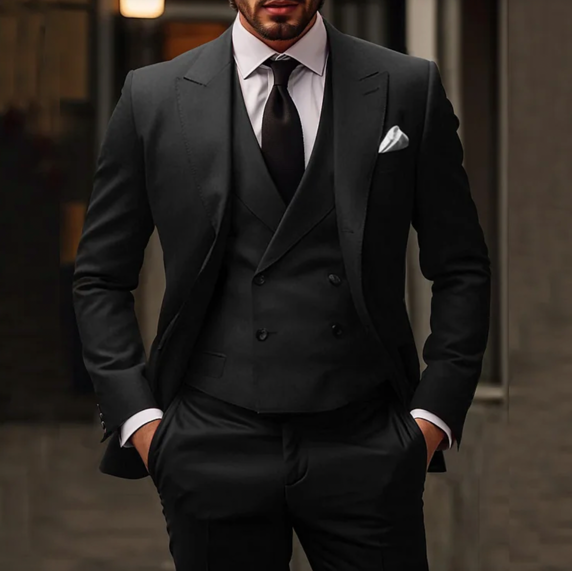 Herren Anzug 3-teilig Sakko Weste Hose Elegant - BerlinGlamour