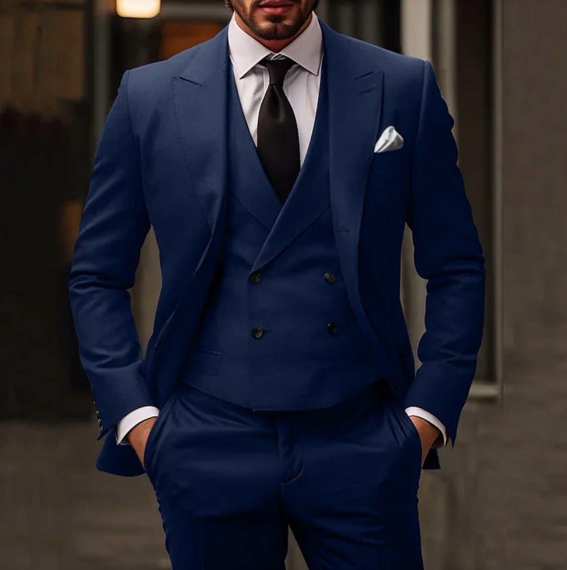 Herren Anzug 3-teilig Sakko Weste Hose Elegant