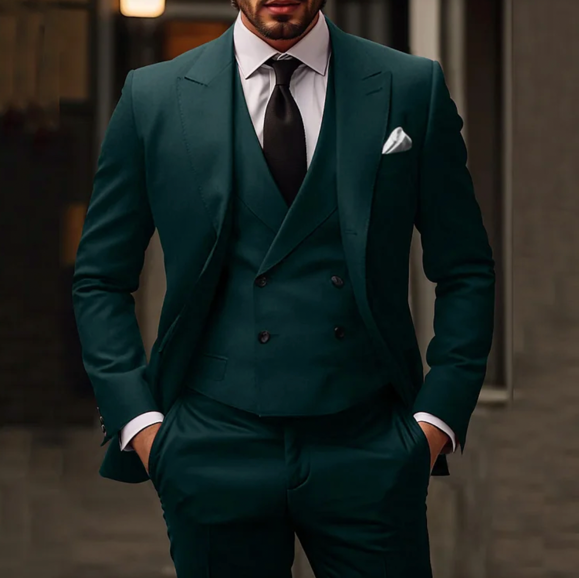 Herren Anzug 3-teilig Sakko Weste Hose Elegant