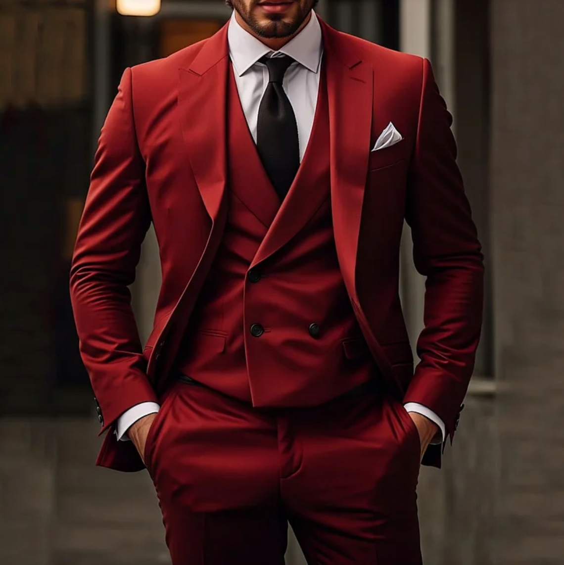 Herren Anzug 3-teilig Sakko Weste Hose Elegant
