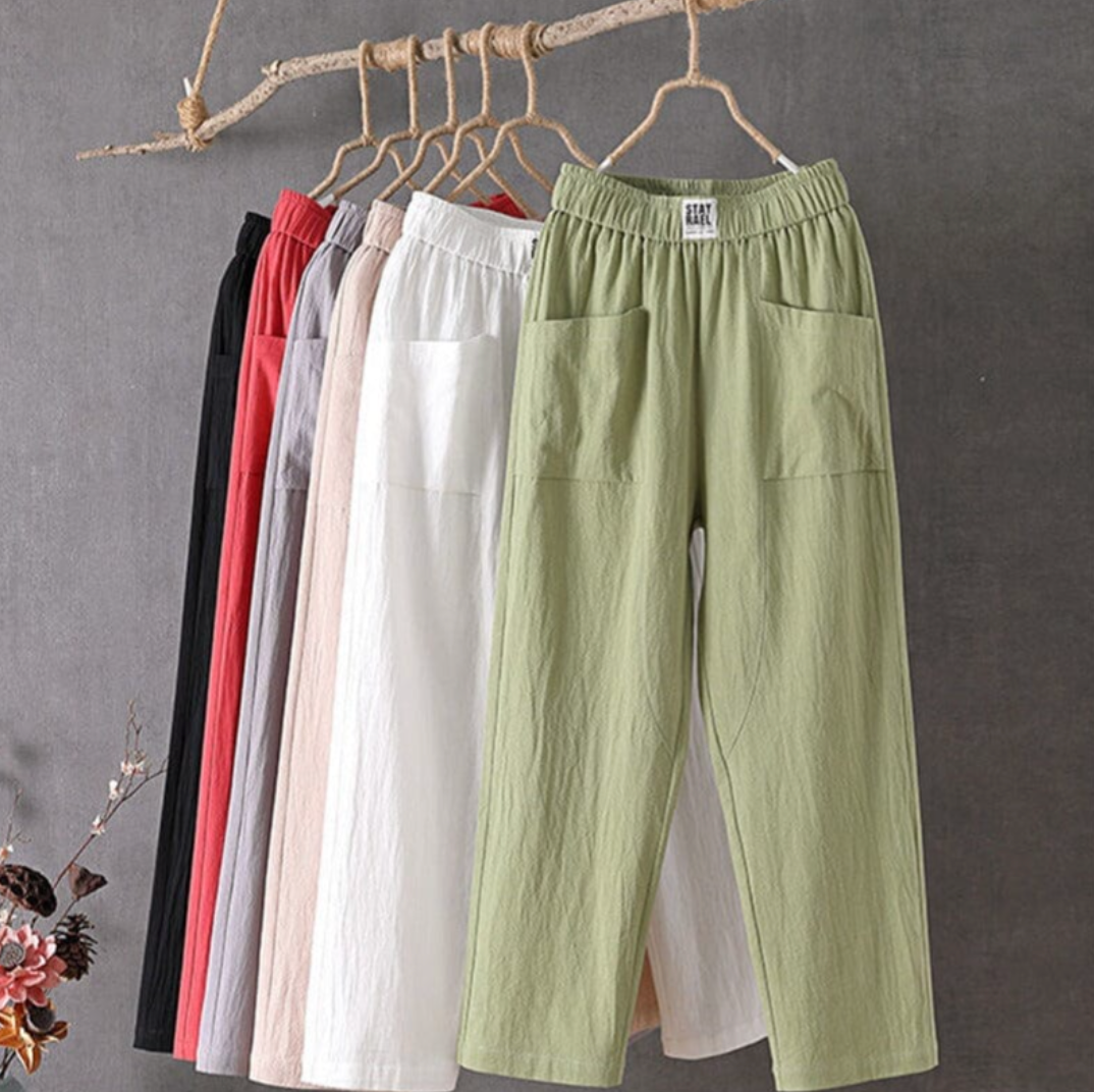Damen Leinenhosen Elastisch Bequem Sommer - BerlinGlamour