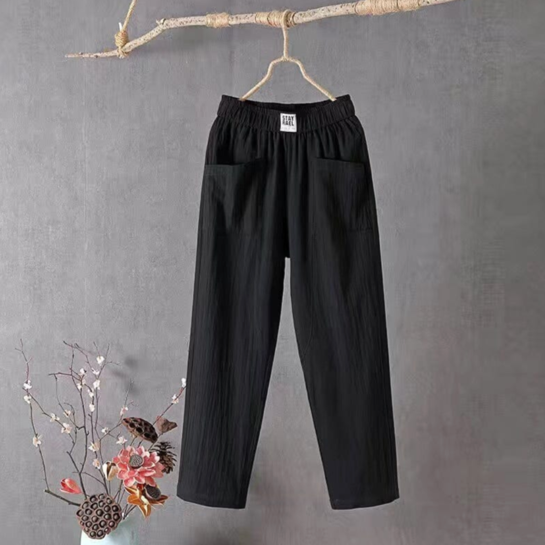 Damen Leinenhosen Elastisch Bequem Sommer