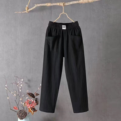 Damen Leinenhosen Elastisch Bequem Sommer