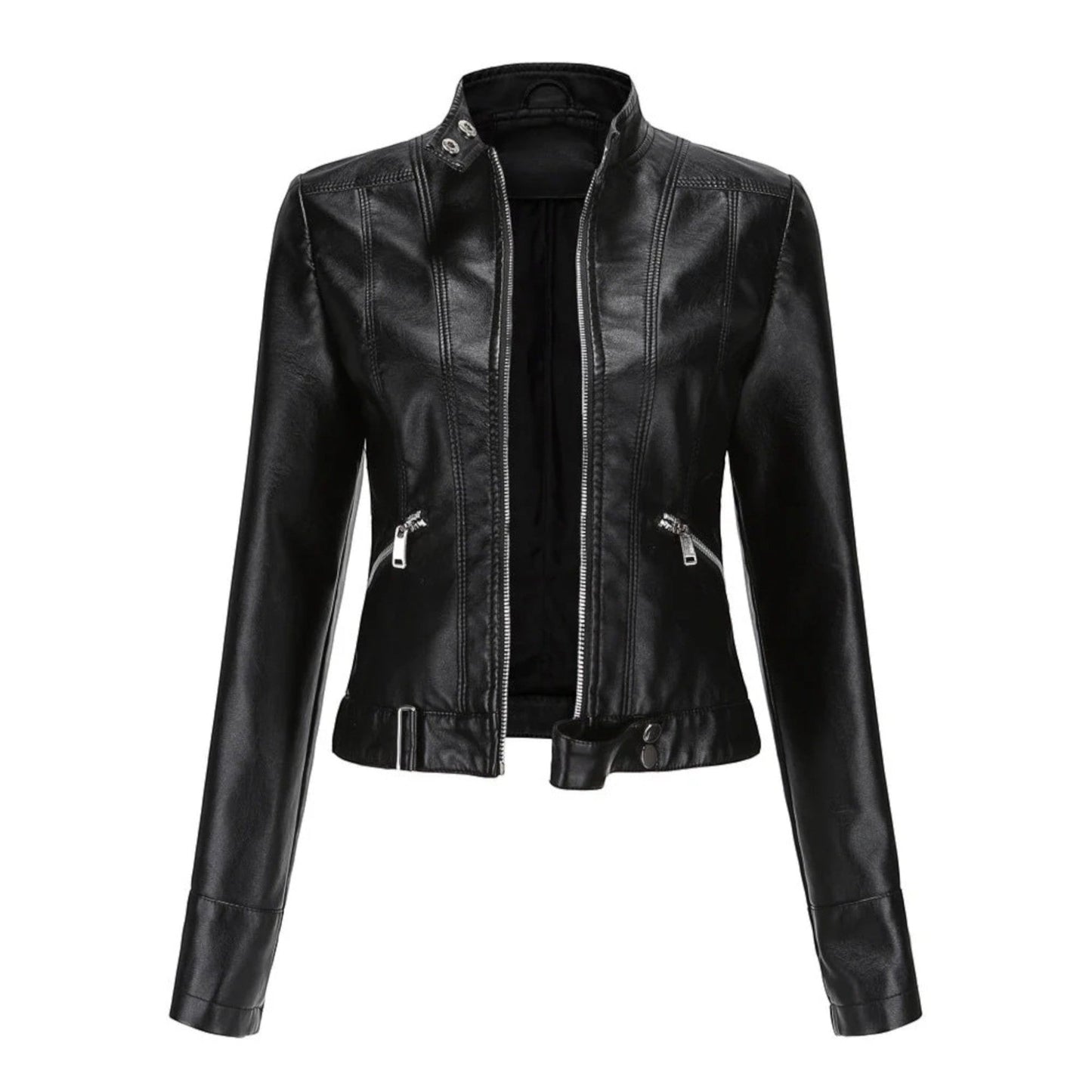 Bikerjacke Damen Kurz Lederjacke Schwarz - BerlinGlamour
