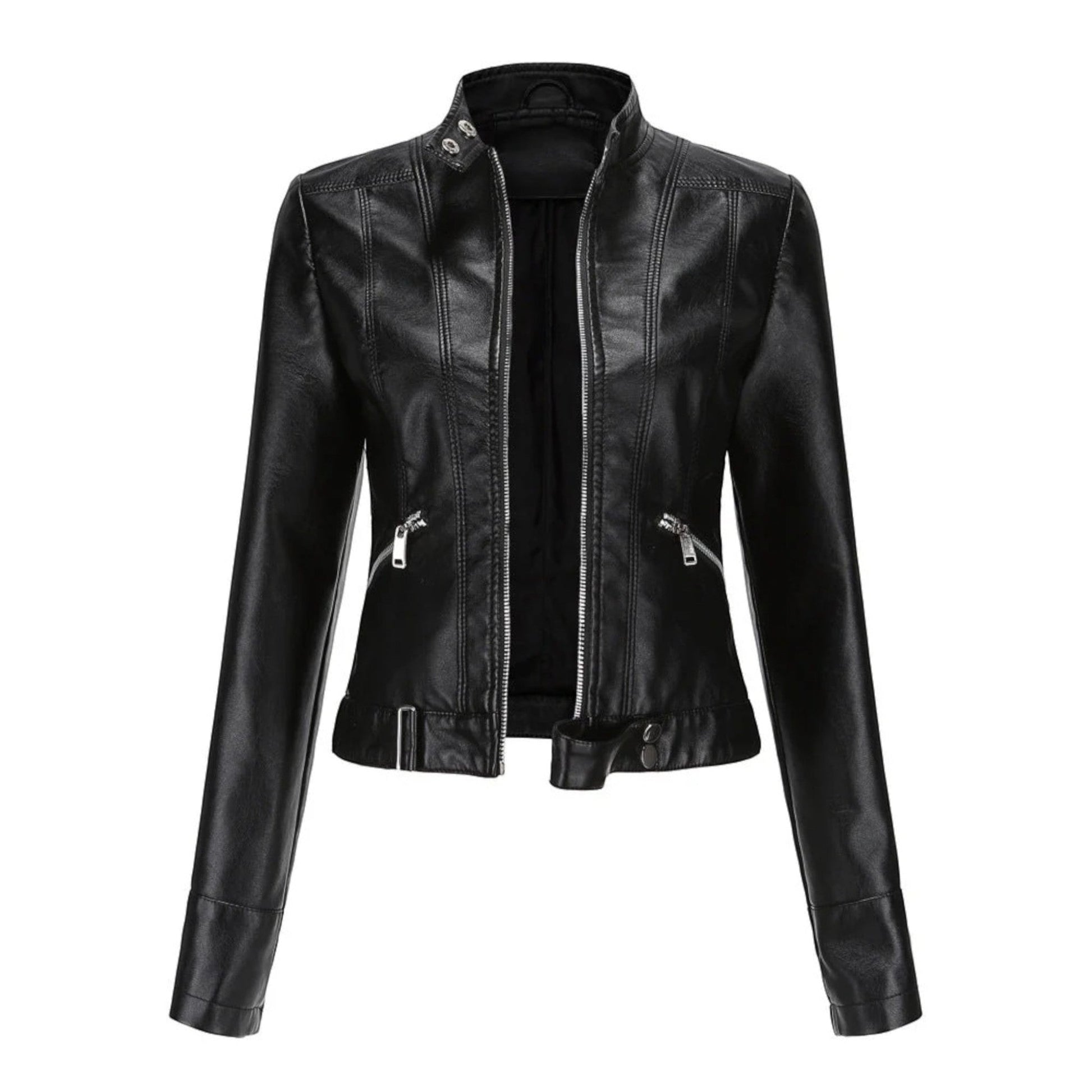 Bikerjacke Damen Kurz Lederjacke Schwarz - BerlinGlamour