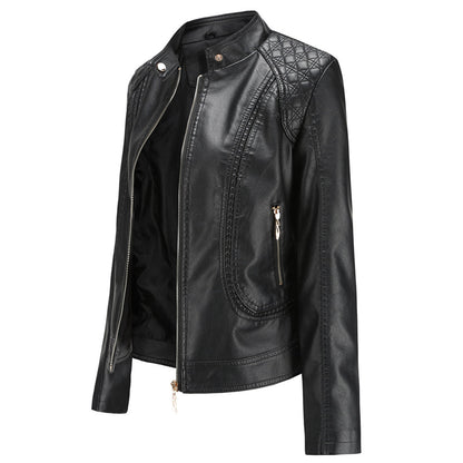 Lederjacke Damen Elegant Schwarz Glänzend - BerlinGlamour