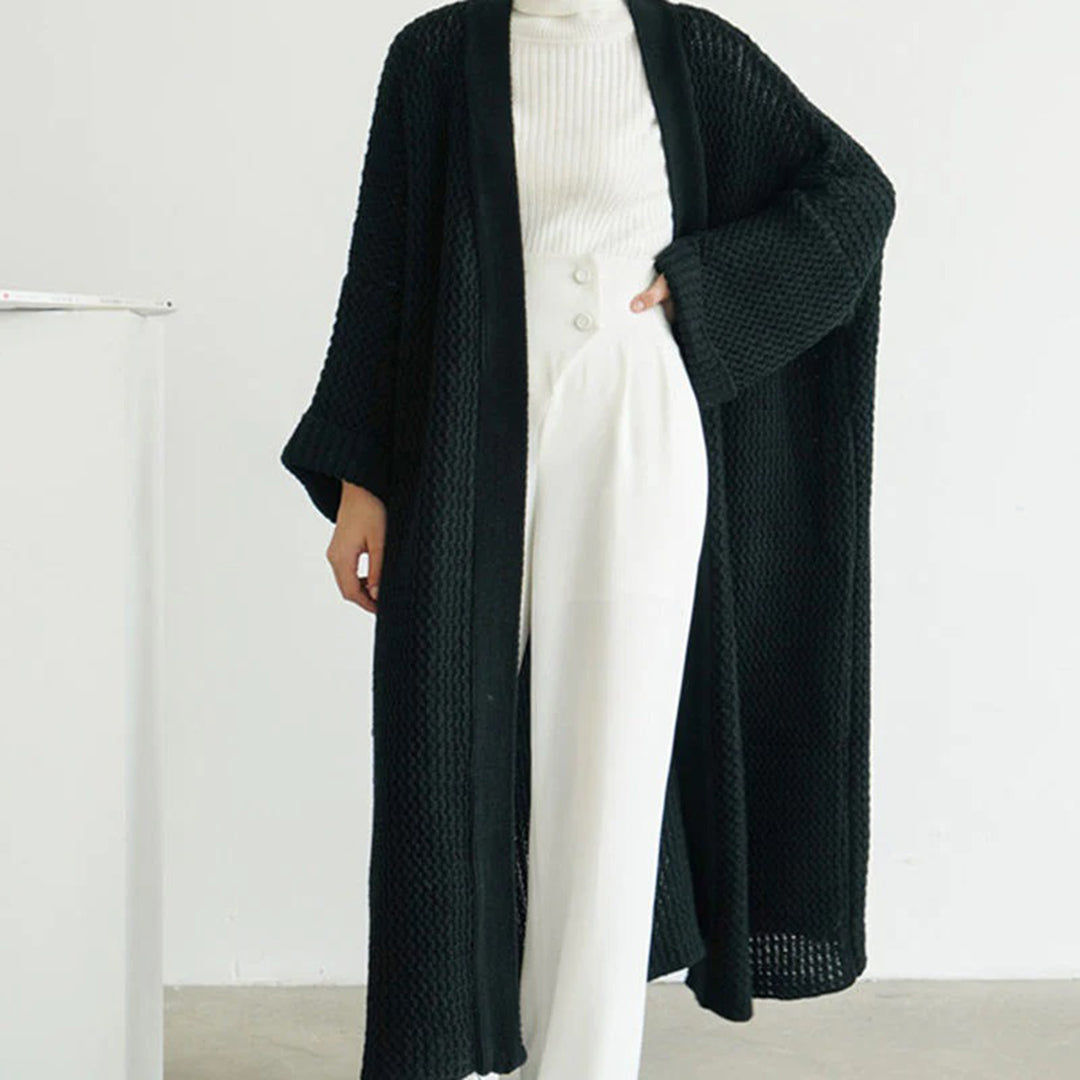 Damen Strickjacke Lang Offene Vorderseite Modern