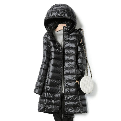 Damen Steppjacke Lang mit Kapuze Warm - BerlinGlamour