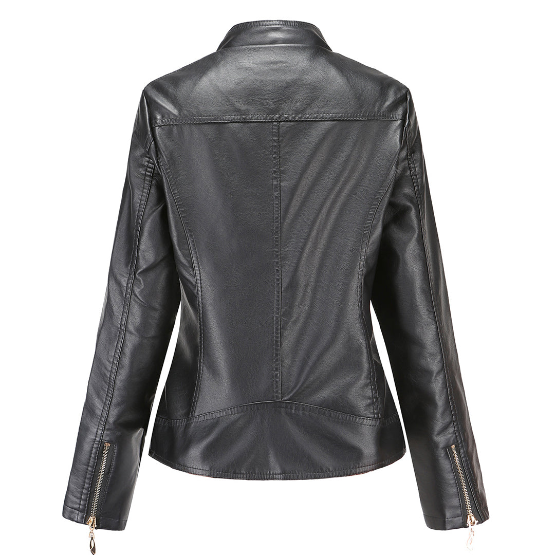 Lederjacke Damen Elegant Schwarz Glänzend