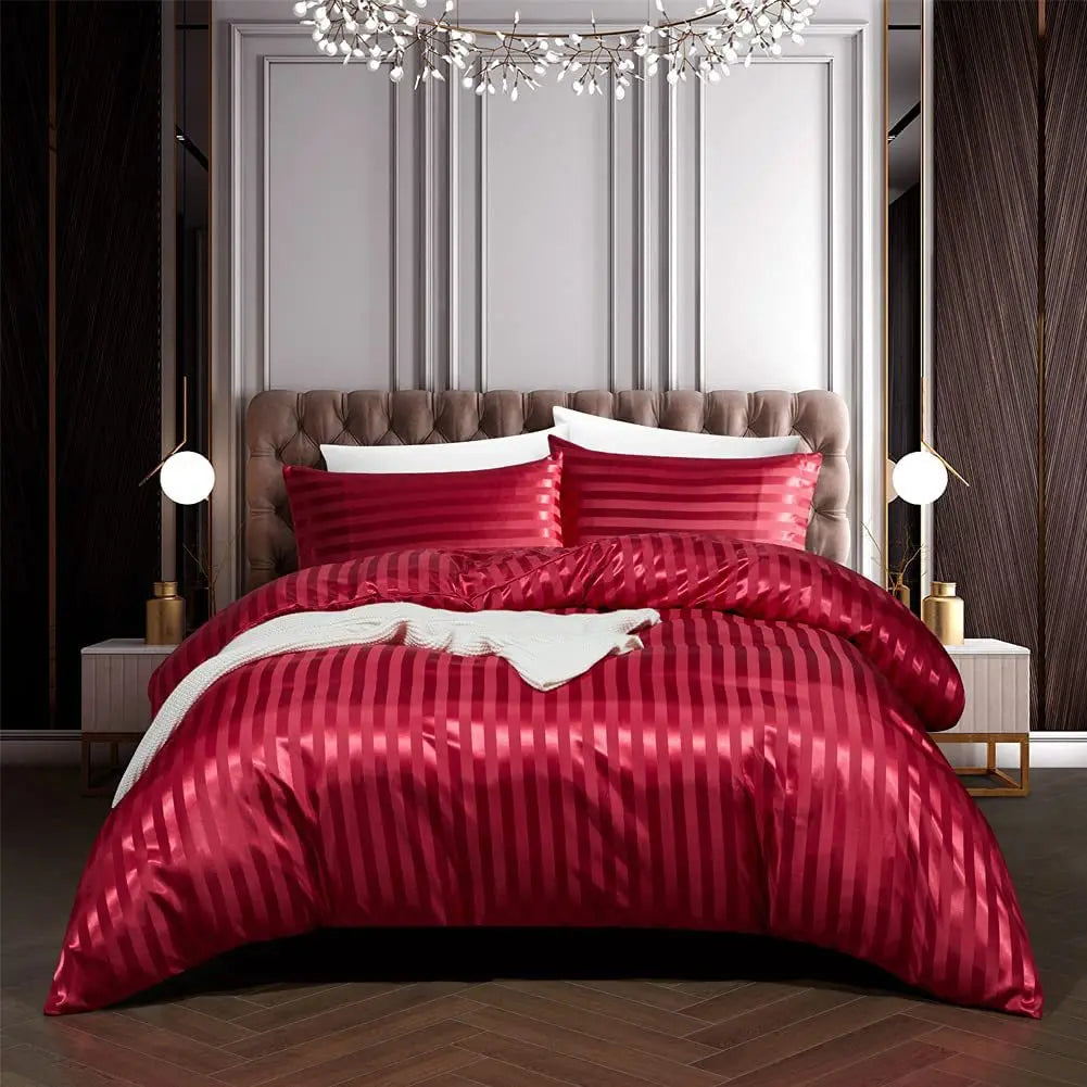 Satin Bettbezug Set Luxus Schwarz Schlafzimmer