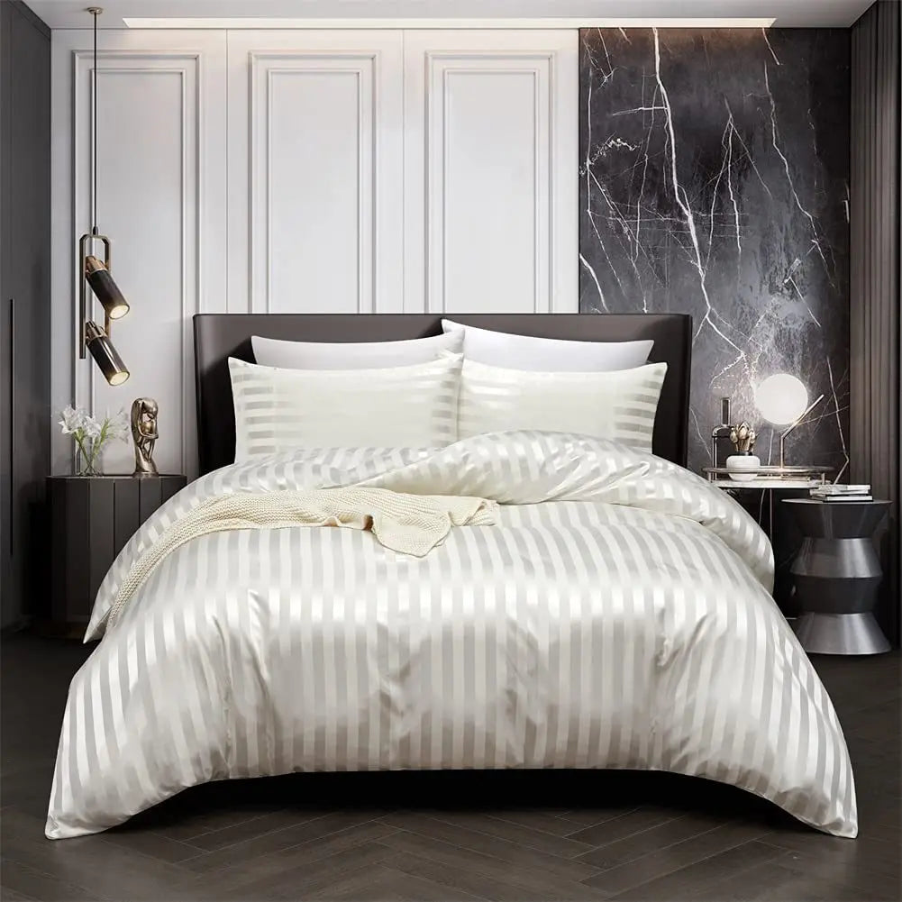 Satin Bettdeckenbezug Set Elegant Schwarz Luxus