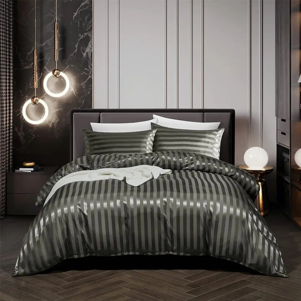 Satin Bettbezug Set Luxus Schwarz Schlafzimmer - BerlinGlamour