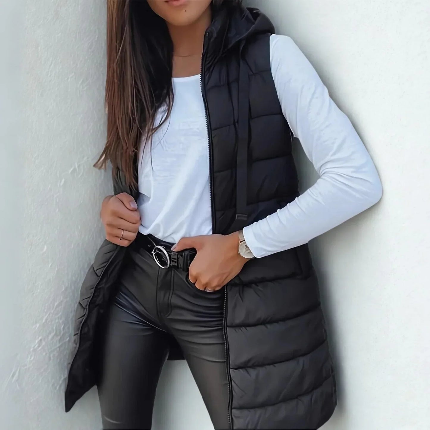Lange Daunenweste Damen Warm Elegant - BerlinGlamour