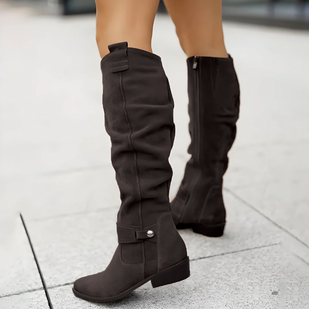 Stiefel Kniehoch Wildleder Braun Damen