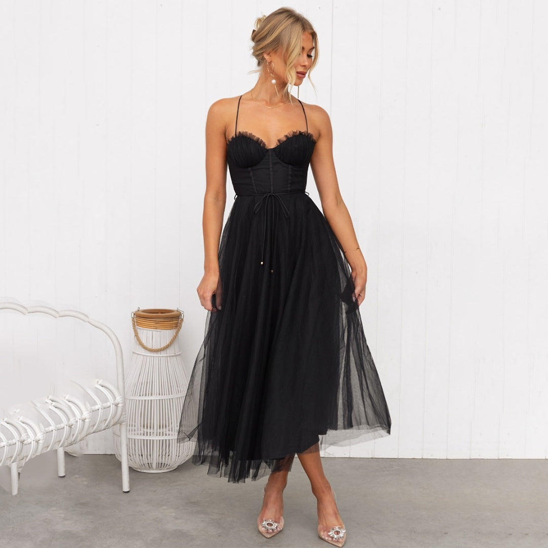 Elegantes Midi Kleid Damen Stilvolle Abendkleidung