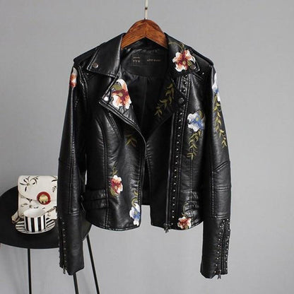 Elegante Damenjacke Klassisch Leder Schwarz