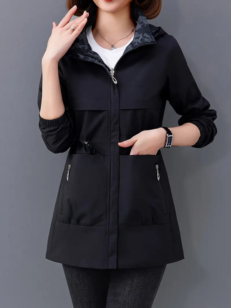 Shilune:  Lockere Langarm-Kapuzenjacke mit Kordelzug für Outdoor-Aktivitäten