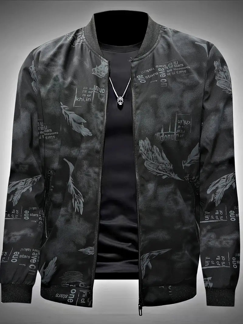Shiraven Trainingsjacke mit Federmuster-Alloverprint