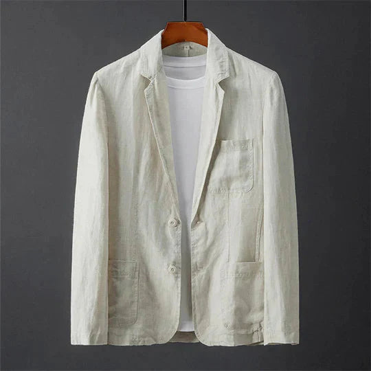 Blazer für Männer - Button-Up - Leichtgewicht - Leinenblazer - Herrenjacke-Beige-S-Chaps Herrenmode