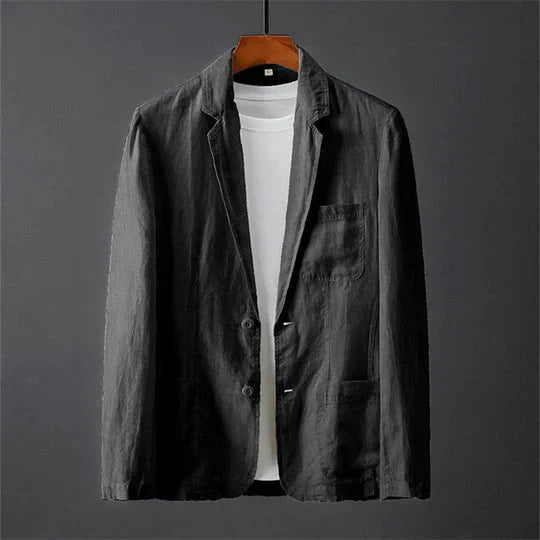 Blazer für Männer - Button-Up - Leichtgewicht - Leinenblazer - Herrenjacke-Schwarz-S-Chaps Herrenmode