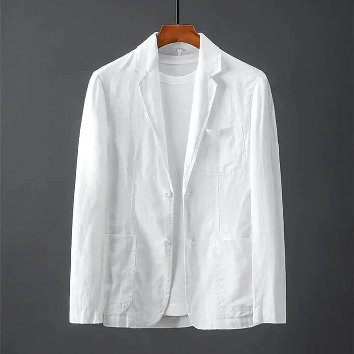 Blazer für Männer - Button-Up - Leichtgewicht - Leinenblazer - Herrenjacke-Weiß-S-Chaps Herrenmode