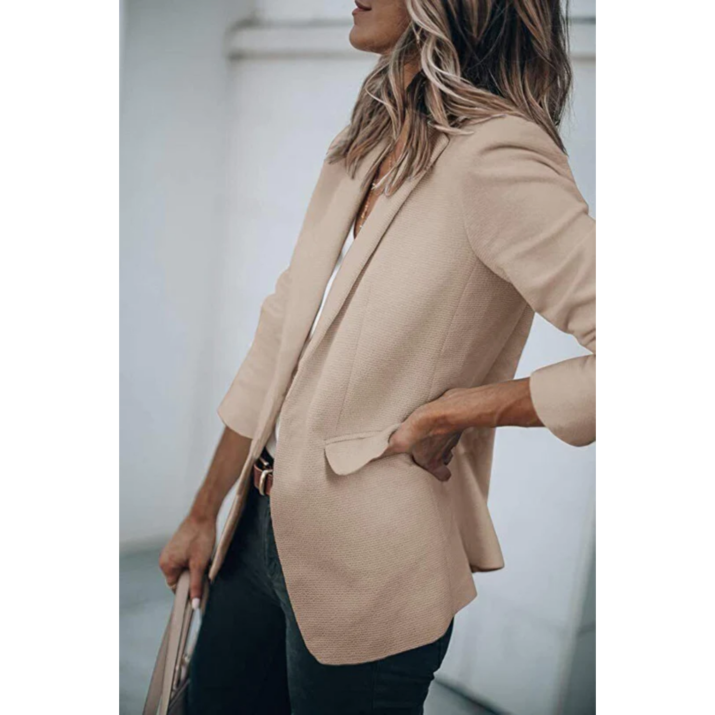 Damen Blazer Offener Schnitt Bürojacke Modern