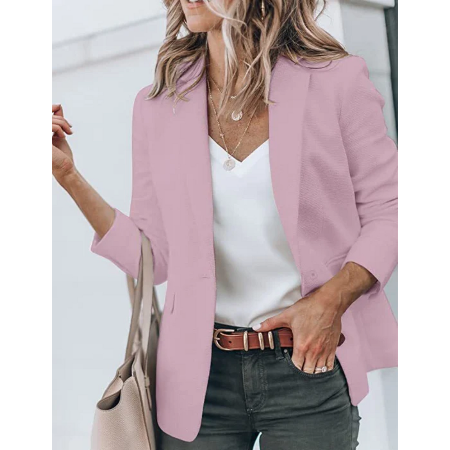 Damen Blazer Offener Schnitt Bürojacke Modern