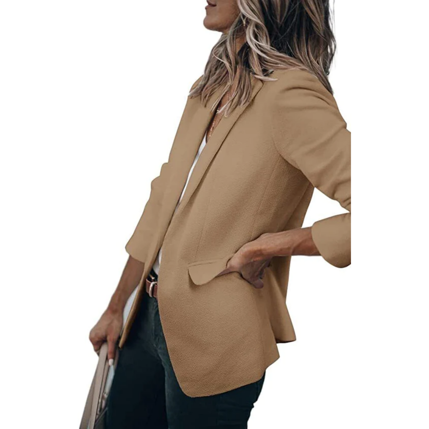 Damen Blazer Offener Schnitt Bürojacke Modern