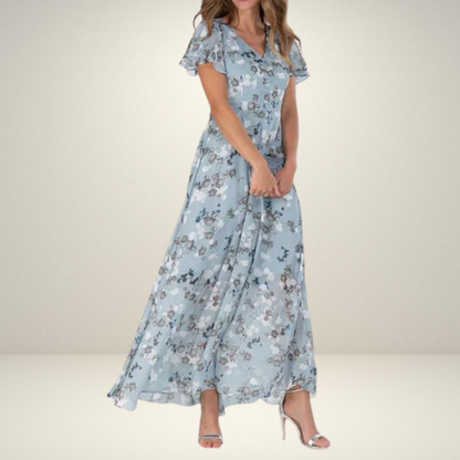 Sommerkleid Maxikleid Fließend Mit Kurzen Ärmeln Damenkleid