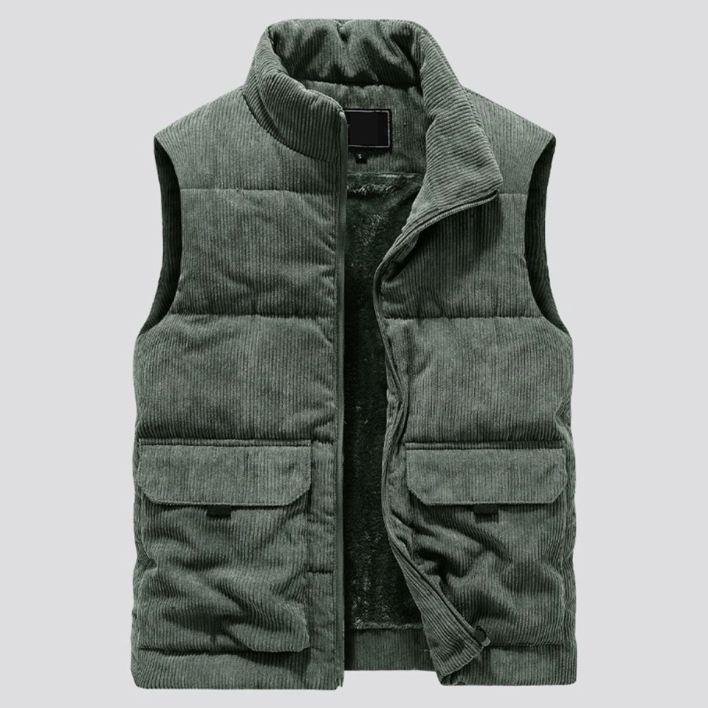 Bodywarmer | Cord | Gefüttert | Pufferweste | Herrenweste-Grün-M-Chaps Herrenmode