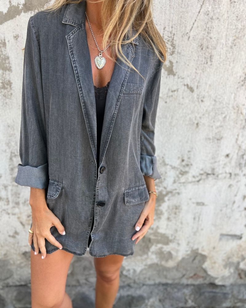 Lederblazer Denim Blazer Modern Lässig
