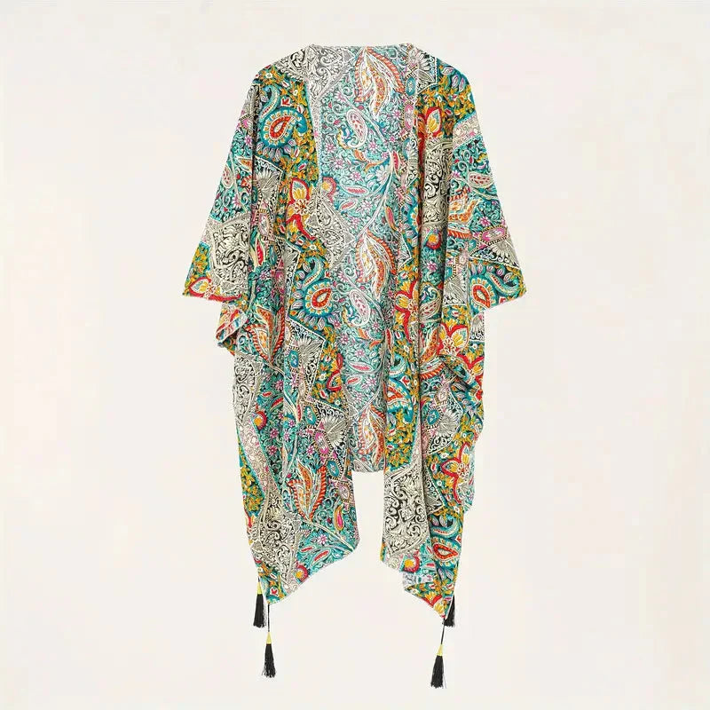 Strandkimono Paisley Offen mit Bikini Überzug