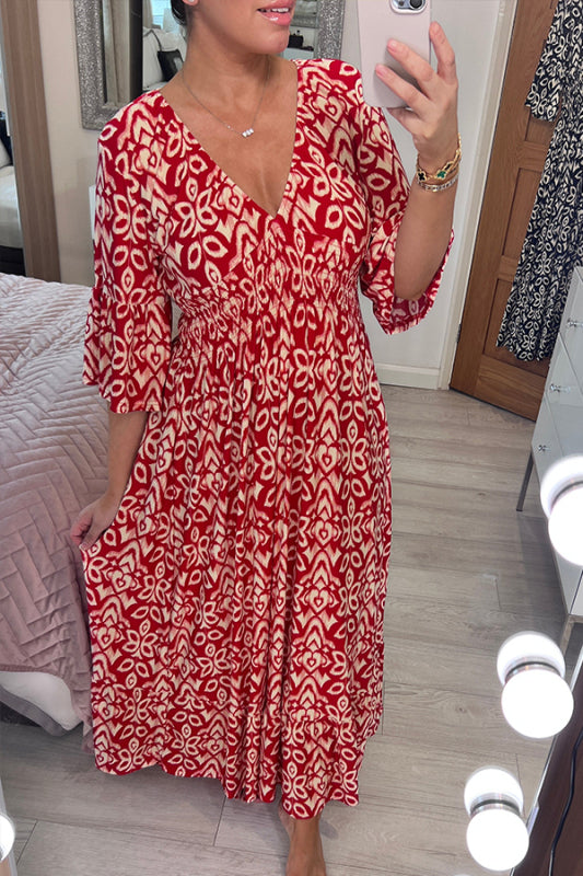 Glamour Maxikleid V-Ausschnitt Halbe Ärmel Damenkleid Freizeit - BerlinGlamour