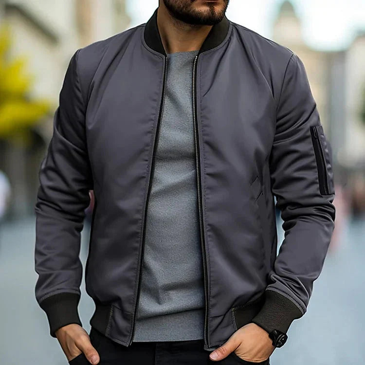 Bomberjacke – Lässige Zip-Jacke für Männer-Dunkelgrau-M-Chaps Herrenmode